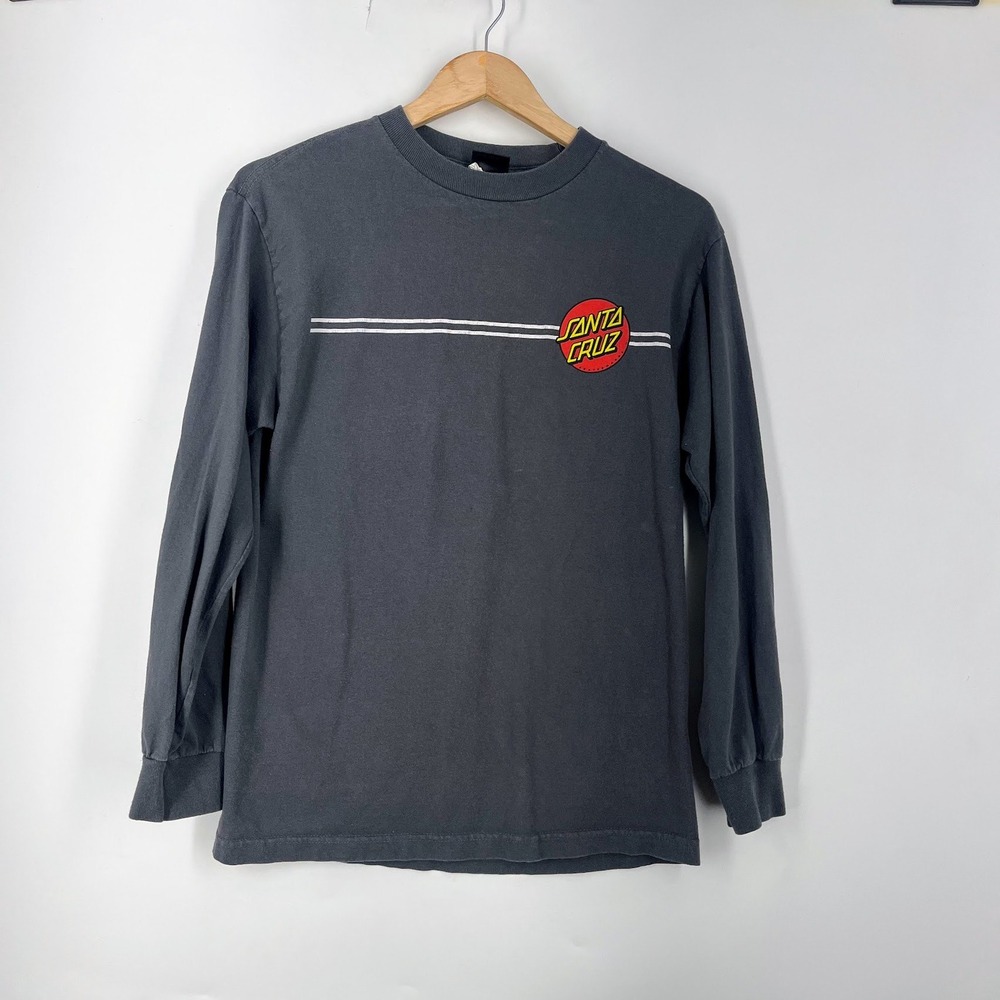 Santa Cruz Skateboards Long Sleeve‎ Graphic T-Shirt Charcoal Black Mens Small